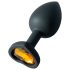 Sunfo - Silikon Anal Plug mit Herzförmigem Goldstein (Schwarz)