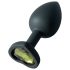 Sunfo - Silikon Analplug mit herzförmigem grünen Stein (schwarz)