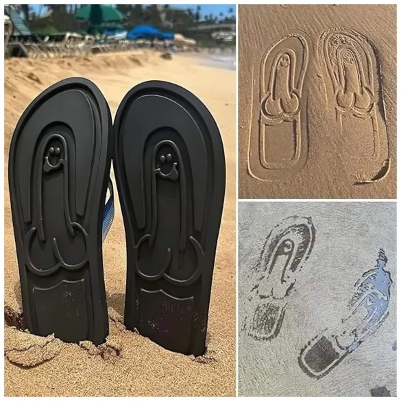Flip-Flops mit Penis-Muster - Schwarz - 42/43