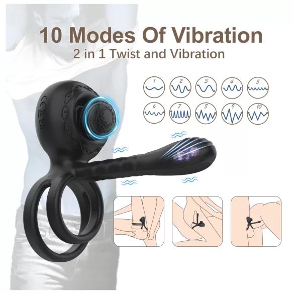 Biu-Biu - Penisring und Partnervibrator (schwarz)