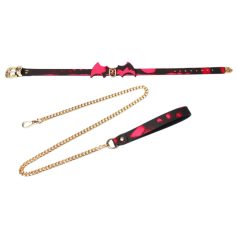 Farbwechselndes Halsband mit Leine (schwarz)