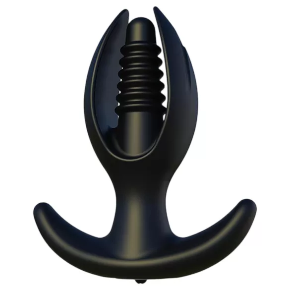 Kangvo - magnetischer, aufblasbarer gerippter Analplug (schwarz)