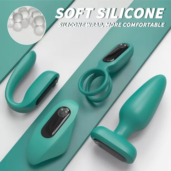Sex HD - wiederaufladbares, fernbedienbares Vibrator-Set, 4-teilig (grün)
