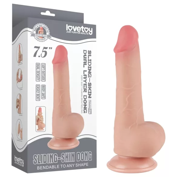 Sliding-Skin - Dildo mit Saugnapf, zweischichtig - 19,5 cm (naturfarben)