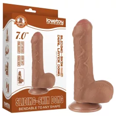  Lovetoy Sliding-Skin - zweischichtiges Dildo mit Hoden - 18,3cm (natur)