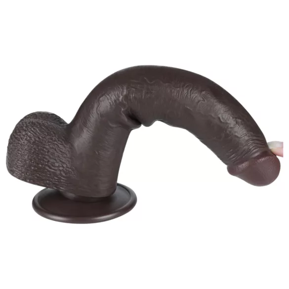 Sliding-Skin - Dildo mit Saugnapf und Doppelstruktur - 20,8 cm (braun)