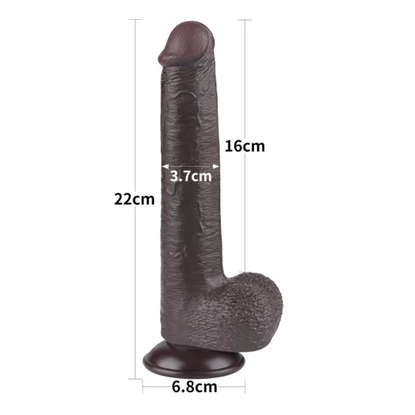 Sliding-Skin - Dildo mit Saugnapf und Doppelstruktur - 20,8 cm (braun)