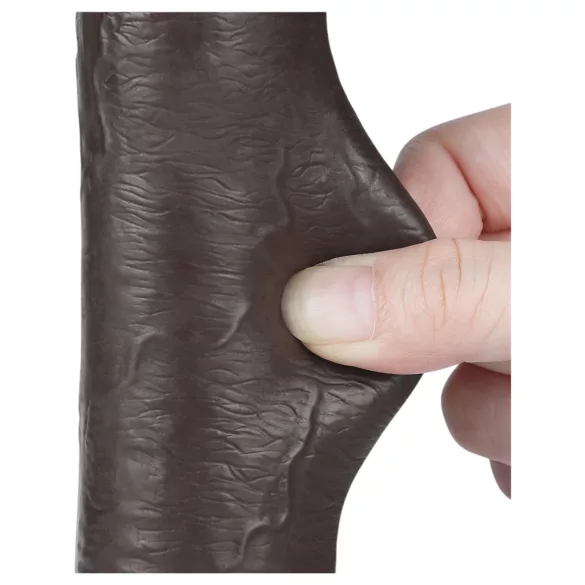 Sliding-Skin - Dildo mit Saugnapf und Doppelstruktur - 20,8 cm (braun)