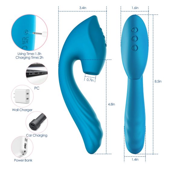 Vibeconnect - wasserdichter G-Punkt Vibrator und Klitorisstimulator (blau)