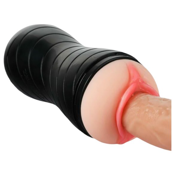 Vibeconnect - Lebensechtes Mund- & Vaginalmasturbator (Natur-Schwarz)
