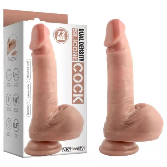 Dual Density - naturgetreuer Dildo mit Saugnapf und Hoden - 18 cm (natur)