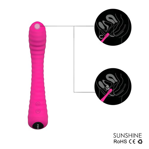 Sex HD Sunshine - Wiederaufladbarer Rillen-G-Punkt-Vibrator (pink)