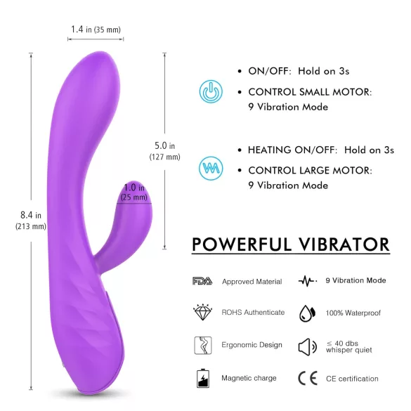 Sex HD Musen - wiederaufladbarer, wasserdichter Vibrator (lila)