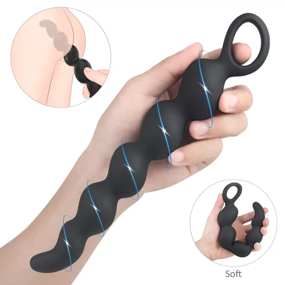 Sex HD Steven - Anal-Dildo mit Perlen (schwarz)