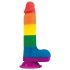 Lovetoy Prider - Lebenstreuer Dildo mit Hoden - 20cm (Regenbogen)