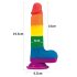 Lovetoy Prider - Lebenstreuer Dildo mit Hoden - 20cm (Regenbogen)