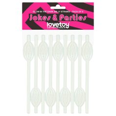 Lovetoy - Leuchtender Strohhalm mit Vagina (weiß)