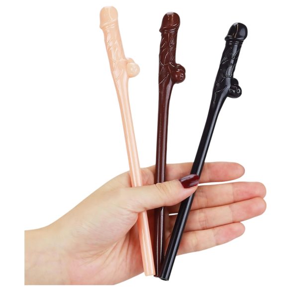 Lovetoy - Realistische Penis-Strohhalme (Natur-Braun-Schwarz)