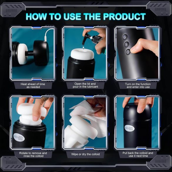 Leopard - Auf-und-Ab Saug-Vibrator Masturbator (schwarz)