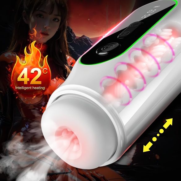 Leopard - vibrierender Masturbator mit Auf-Ab Bewegung (schwarz)