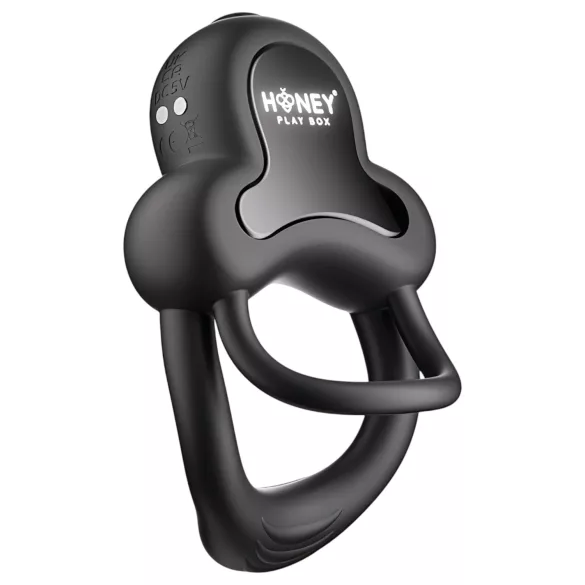Honey Play Box Anello - Intelligenter Vibrations-Penis- und Hodenring (Schwarz)