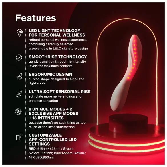 LELO Mona Spectra - intelligenter G-Punkt-Vibrator mit LED-Licht (weiß)