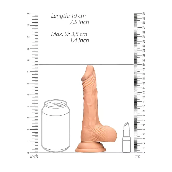 RealRock Dong 7 - Lebensechter Dildo mit Hoden (17cm) - Natur