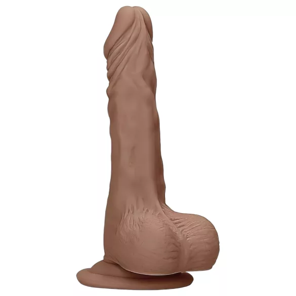 RealRock Dong 7 - Lebensechter Dunkel-Natur Dildo mit Hoden (17cm)
