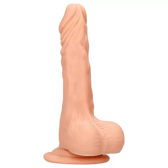 RealRock Dong 8 - naturgetreuer, realitätsnaher Dildo mit Hoden (20 cm) - hautfarben