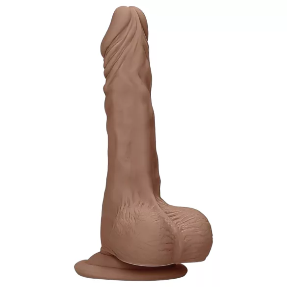 RealRock Dong 10 - Realistischer, skrotaler Dildo (25cm) - Dunkel Natur