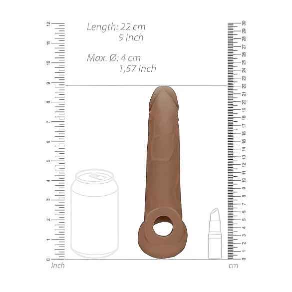 RealRock Penishülle 9 - dunkel natur, 21,5 cm
