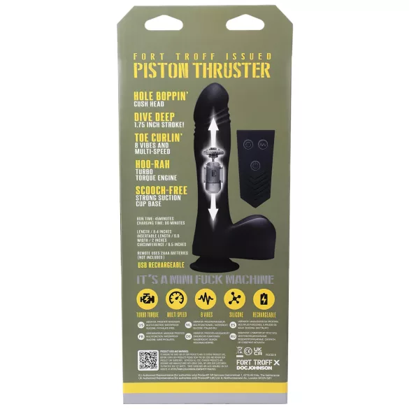 Doc Johnson Mini F-Machine Piston - Funkgesteuerter Stoßvibrator (schwarz)