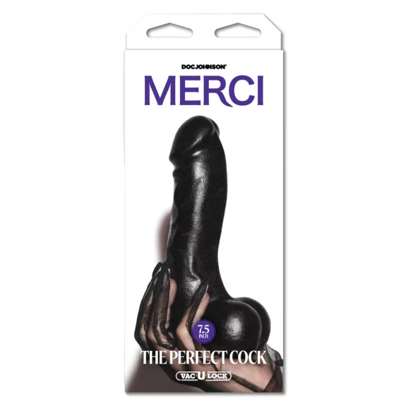 Doc Johnson The Perfect Cock - naturgetreuer Dildo (schwarz) - 19 cm