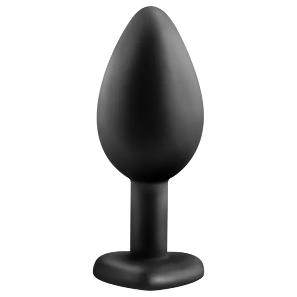 Temptasia M - Herzen-Analplug mit Silberstein (schwarz) - mittelgroß