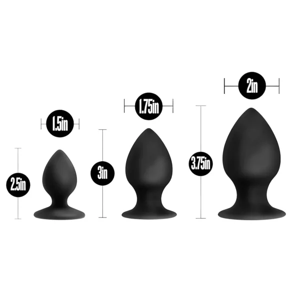 Anal Adventures Platinum Stout - Analplug-Set - 3 Stück (schwarz)