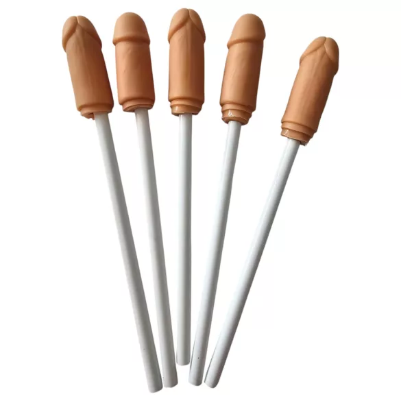 Diverty - Stift mit Penisaufsatz (natur) - 5 Stk.
