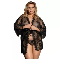   Subblime Queen Plus - Spitzenmorgenmantel-Set - Schwarz (XL-2XL)
