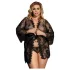 Subblime Queen Plus - schwarzes Spitzennachthemd-Set (XL-2XL)