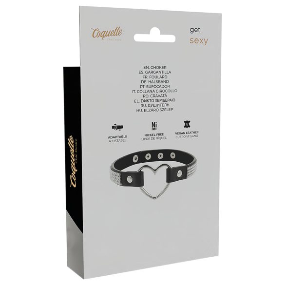 Coquette - Strass-Choker mit Herzanhänger (schwarz)