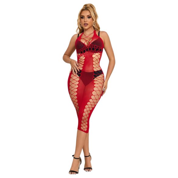 Subblime 952327 - Kreuzriemen-Netzkleid - Rot - S-L