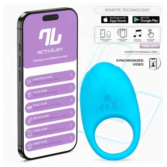 INTOYOU Ringo - intelligenter vibrierender Penisring mit App (blau)