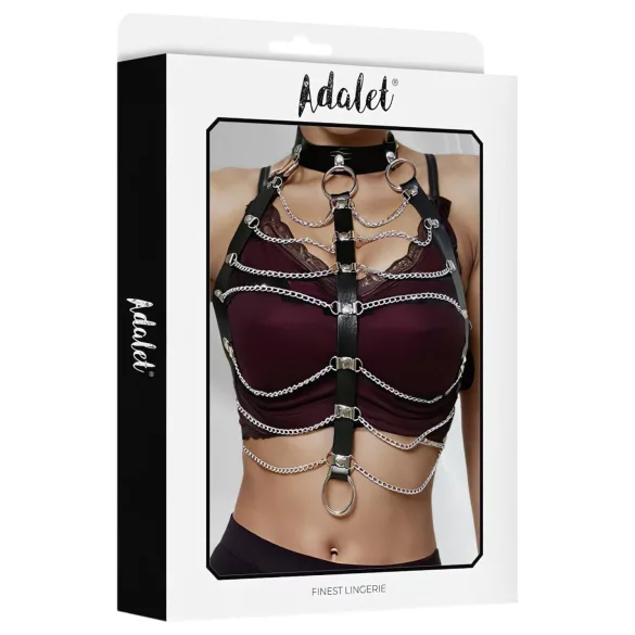 Adalet Hilda - veganes Leder-Kettenharness (schwarz)