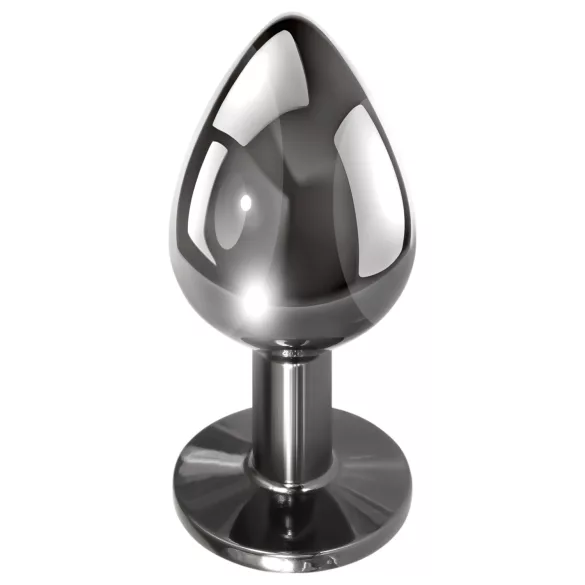 Evolved Black Gem - Analplug-Set aus Metall mit schwarzem Stein (silber)