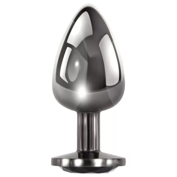 Evolved Black Gem - Analplug-Set aus Metall mit schwarzem Stein (silber)