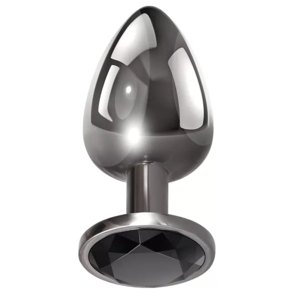 Evolved Black Gem - Analplug-Set aus Metall mit schwarzem Stein (silber)