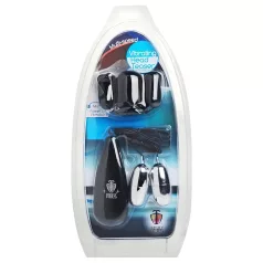   XR Brands - Trinity - Peniskopf-Vibrator mit Doppel-Ei-Hülle (schwarz-silber)