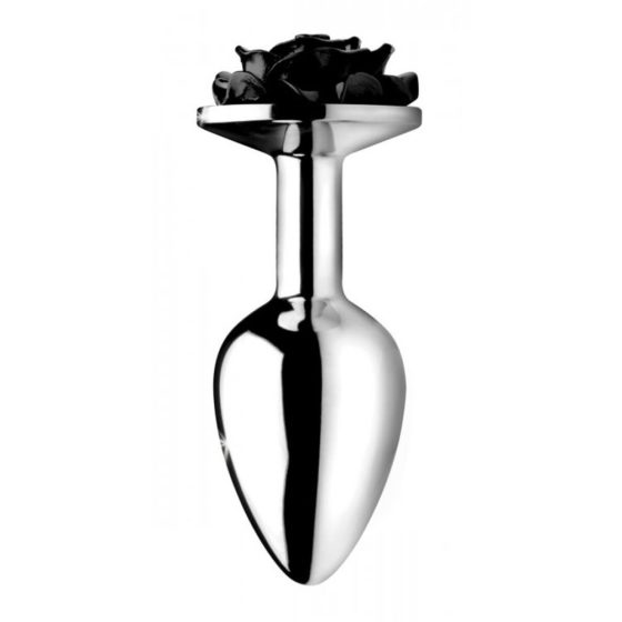 Booty Sparks Schwarze Rose - 79g Aluminium-Analdildo (Silber-Schwarz)
