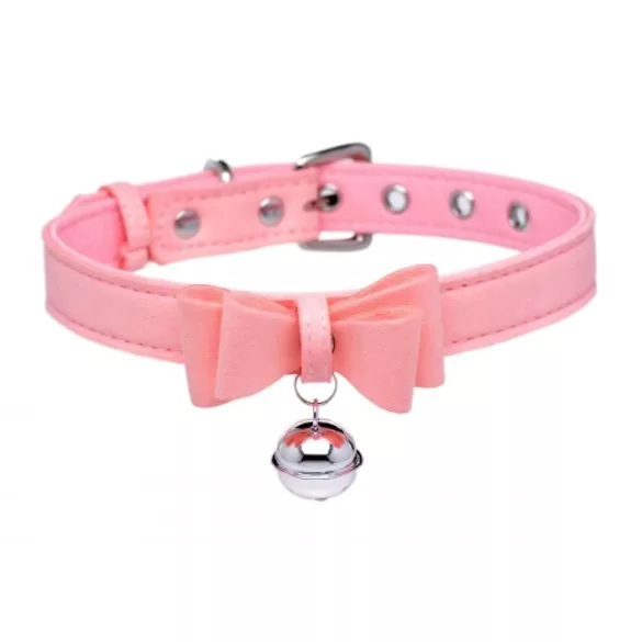Master Series Goldene Katze - Halsband mit Schleife & Glocke (pink)