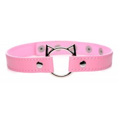   Master Series Kinky Kitty - Halsband mit Katzenkopf-Ring (Rosa)