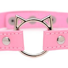   Master Series Kinky Kitty - Halsband mit Katzenkopf-Ring (Rosa)